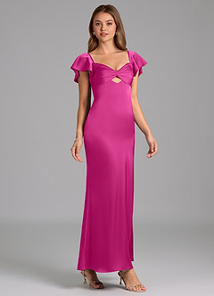 Azazie Demia 신부 들러리 드레스 쉬스 스윗하트 네크라인 스트레치 새틴 발목 길이 드레스 image4