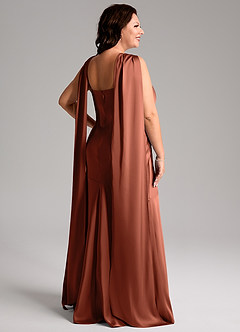 Azazie Kinsley Bridesmaid Dresses Clay Mermaid Side Slit Stretch Satin Dress image9