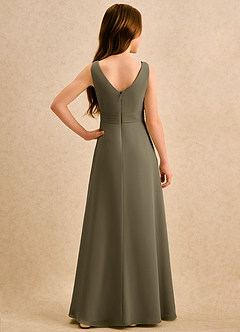 Azazie Chibi Girls Formal Abiti da Ragazza di Fiori Abito A-Line in Chiffon Plissettato Willow Green image2