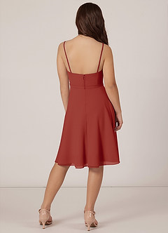 Azazie Kalie Junior Terracotta A-Line with Belt Chiffon Dress image2