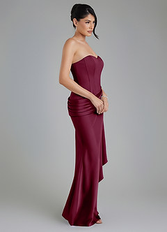 Azazie Draya Bridesmaid Dresses Mulberry Mermaid Strapless Stretch Satin Dress image5