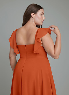 Azazie Leilani Bridesmaid Dresses Burnt Orange A-Line Pleated Chiffon Dress image12