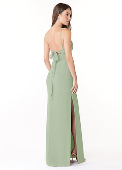 Azazie Mai Abiti da Damigella Abito Tubino in Chiffon Plissettato Verde Salvia image4