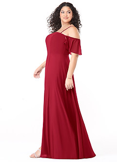 Azazie Sue Bridesmaid Dresses Scarlet A-Line Off the Shoulder Chiffon Convertible Dress image9