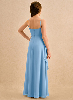 Azazie Cannoli Girls Formal Flower Girl Dresses Powder Blue A-Line Pleated Chiffon Dress image2