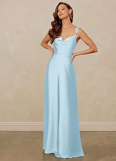 Christian Siriano Bridal for Azazie 1001 Brautjungfernkleider A-Linie Herzausschnitt Stretch-Satin Kleid Himmelblau image3