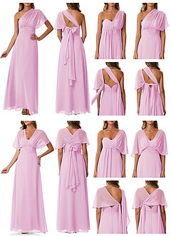 Azazie Fifi Bridesmaid Dresses Candy Pink A-Line Strapless Chiffon Convertible Dress image10
