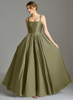 Azazie Verina Bridesmaid Dresses Pistachio A-Line Pleated Stretch Satin Dress image4