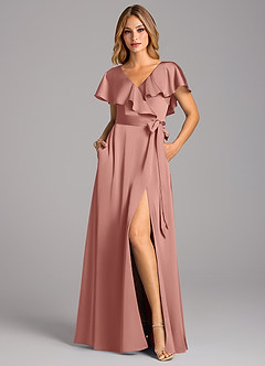 Azazie Lainey Bridesmaid Dresses Rosette A-Line with Pockets Stretch Satin Dress image4