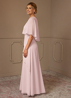 Azazie Bowie Mère de la mariée Robes Robe Trapèze en Mousseline de soie Rose Pâle image4