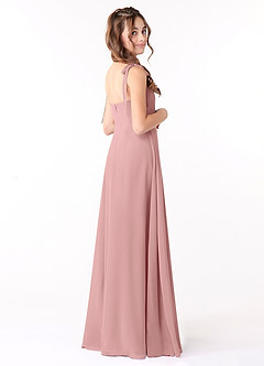 Azazie Rosey Junior Vestido de Rosa Polvorienta de Gasa de Corte En A con Escote de Corazón image4
