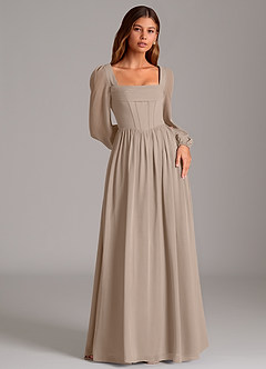 Azazie Maree Brautjungfernkleider A-Linie Korsett Chiffon Kleid Taupe image4