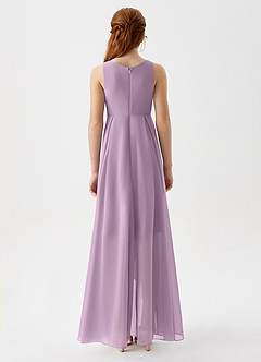 Azazie Lizette Junior Abito A-Line in Chiffon Plissettato Glicine image6