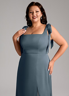 Azazie Frostine Bridesmaid Dresses Twilight A-Line Bow Stretch Satin Dress image12