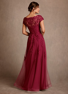 Azazie Jalinda Mother of the Bride Dresses Burgundy A-Line Lace Chiffon Dress image2