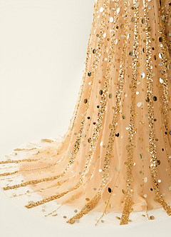 Elowomgen Champagner Paillettenbesatz, Stickerei, Mesh-Abendkleid image7