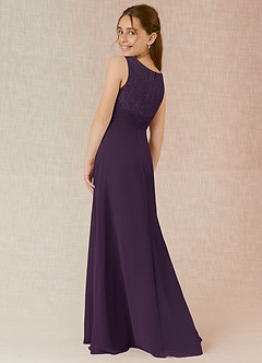Azazie Snow Junior Plum A-Line Lace Chiffon Dress image2