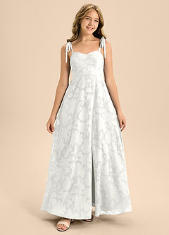 Azazie Rosey Junior White A-Line Sweetheart Neckline Floral Burnout Dress image4