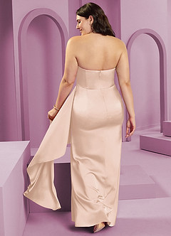 Barbie ♥ Azazie Jurken voor bruidsmeisjes Converteerbaar Jurk van Stretch Satijn met Kolom Strapless Blozend Roze image10