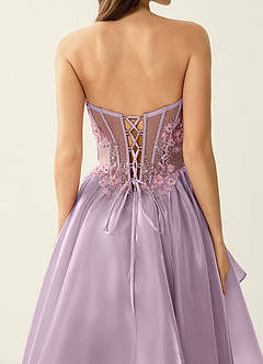 Yasmina Lilac Corset Lace Up Back Lace Ruffled Prom Dress image6