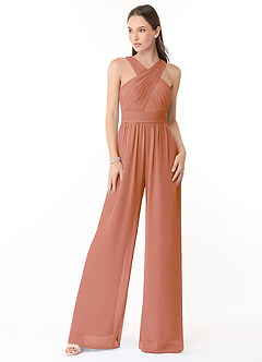 Azazie Berdie Abiti da Damigella Tuta in Chiffon con Scollo Halter Più Tagliato image1