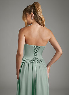 Azazie Arden Bridesmaid Dresses Agave A-Line Corset Stretch Satin Dress image6