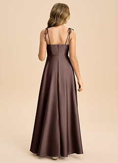 Azazie Popsy Junior Ganache A-Line Bow Stretch Satin Dress image2