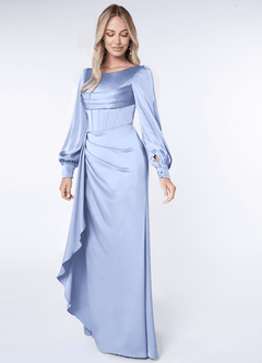 Azazie Raye Bridesmaid Dresses Ice Mermaid Long Sleeve Stretch Satin Dress image3