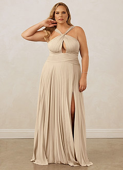 Christian Siriano Bridal for Azazie 1009 Bridesmaid Dresses Champagne A-Line Pleated Chiffon Dress image11