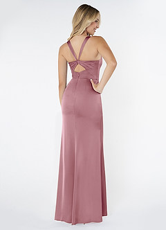 Azazie Mero Bridesmaid Dresses Vintage Mauve Sheath Pleated Stretch Satin Dress image3
