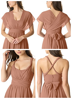 Azazie Olani Bridesmaid Dresses Bronzer A-Line Off the Shoulder Chiffon Convertible Dress image6