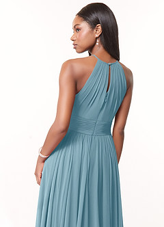 Azazie Cherish Jurken voor bruidsmeisjes Jurk van Chiffon met A-Lijn Geplooid Mystiek Blauw image5