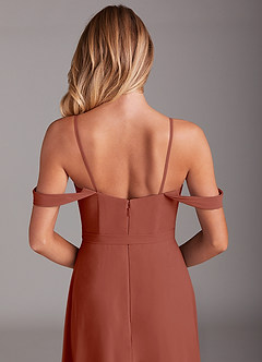 Azazie Aaron Bridesmaid Dresses Auburn A-Line Off the Shoulder Chiffon Convertible Dress image9