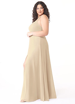 Azazie Jane Brautjungfernkleider A-Linie V-Hals Gefaltet Chiffon Kleid Champagner image8