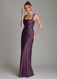 Azazie Agustina Robes de demoiselle d'honneur Robe Sirène en Satin extensible Corset Prune image5