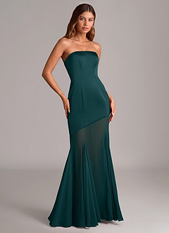 Azazie Uma Bridesmaid Dresses Pine Mermaid Strapless Chiffon Convertible Dress image3