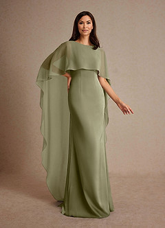 Azazie Milfred Mother of the Bride Dresses Pistachio Sheath Boatneck Stretch Satin Dress image3