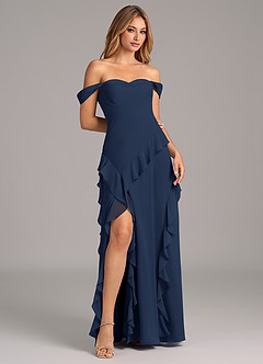 Azazie Sloane At-home Try On Dresses Terracotta A-Line Sweetheart Neckline Chiffon Dress image4