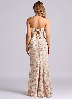 Azazie Sorrel Bridesmaid Dresses Pink Fern Floral Mermaid Corset Chiffon Dress image2