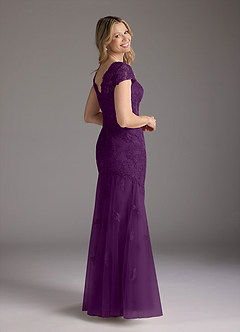 Azazie Marbella Mother of the Bride Dresses Grape Mermaid Queen Anne Sequins Lace Dress image10