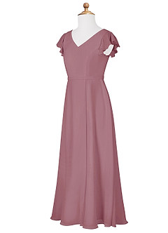 Azazie Claudine Junior Vintage Mauve A-Line Pleated Chiffon Dress image7