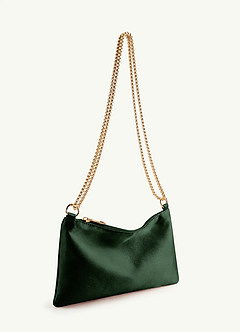 front Matching Color Metallic Satin Adjustable Shoulder Bag