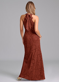 Azazie Doretta Bridesmaid Dresses Terracotta Mermaid Pleated Floral Burnout Dress image6