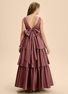 Azazie Meadowyn Junior Amethyst A-Line Bow Stretch Satin Dress image2