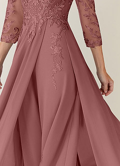 Azazie Noella Mother of the Bride Dresses Desert Rose A-Line V-Neck Lace Chiffon Dress image7