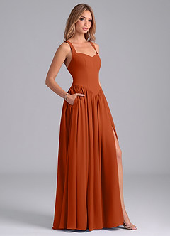 Azazie Francis Brautjungfernkleider A-Linie Korsett Chiffon Kleid Gebranntes Orange image6