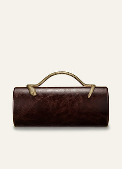 Gold Snake Handle PU Leather Evening Handbag
