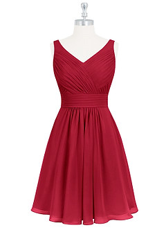 Azazie Grace Bridesmaid Dresses Scarlet A-Line Pleated Chiffon Dress image7