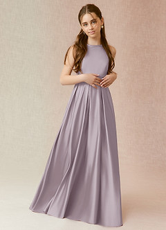Azazie Arianthe Junior Dusk A-Line with Pockets Matte Satin Dress image1