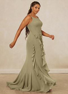 Christian Siriano Bridal for Azazie 1006 Bridesmaid Dresses Moss Green Mermaid Ruched Chiffon Dress image13